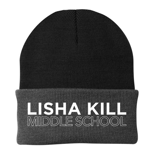 Black/Grey Lisha Kill Middle School Knit Beanie Cap