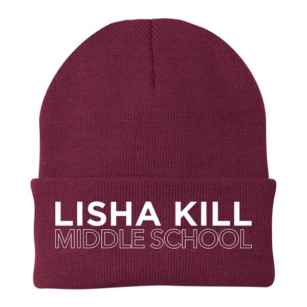Maroon Lisha Kill Middle School Knit Beanie Cap