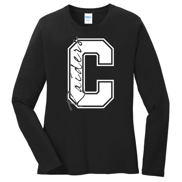 Black C Raiders Port and Company Ladies Core Blend Long Sleeve