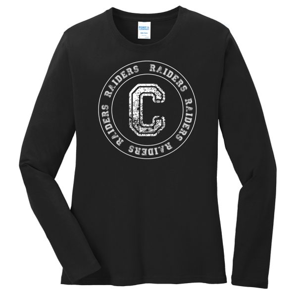 Black C Raiders Circle Port and Company Ladies Core Blend Long Sleeve