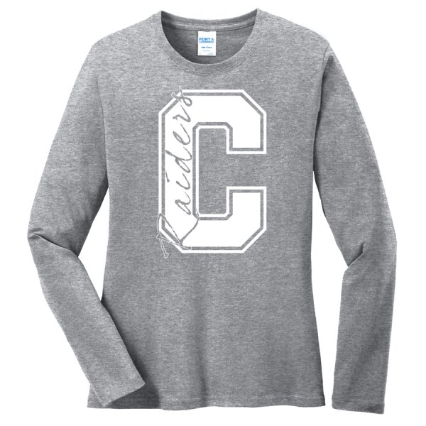 Heather Grey C Raiders Port and Company Ladies Core Blend Long Sleeve