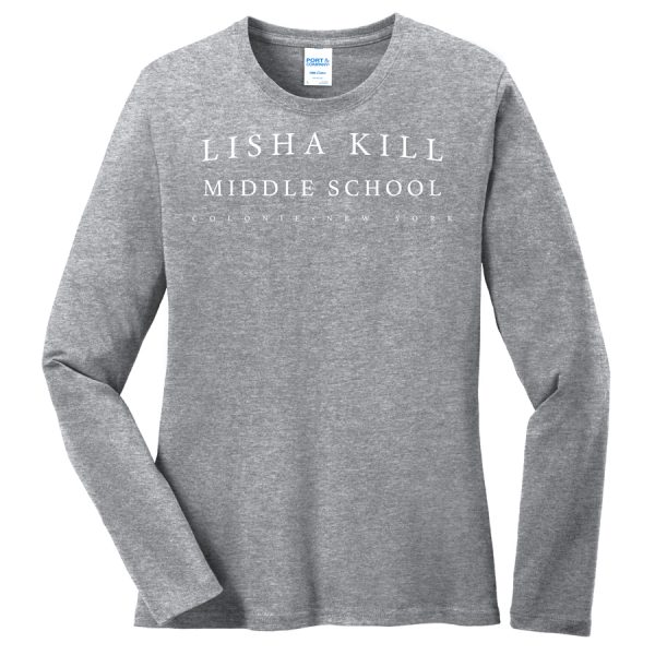 Heather Grey Lisha Kill (horizontal) Port and Company Ladies Core Blend Long Sleeve