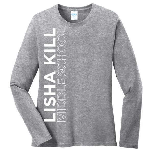 Heather Grey Lisha Kill (vertical) Port and Company Ladies Core Blend Long Sleeve