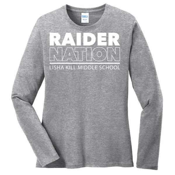 Heather Grey Raider Nation Port and Company Ladies Core Blend Long Sleeve