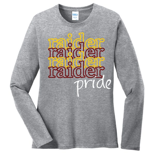 Heather Grey Raider Pride Port and Company Ladies Core Blend Long Sleeve