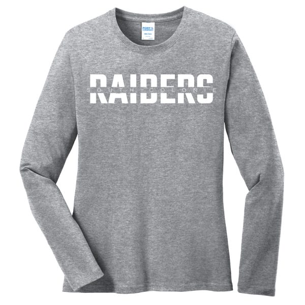 Heather Grey Raiders South Colonie Port and Company Ladies Core Blend Long Sleeve