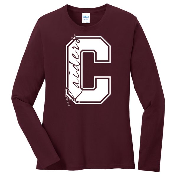 Maroon C Raiders Port and Company Ladies Core Blend Long Sleeve