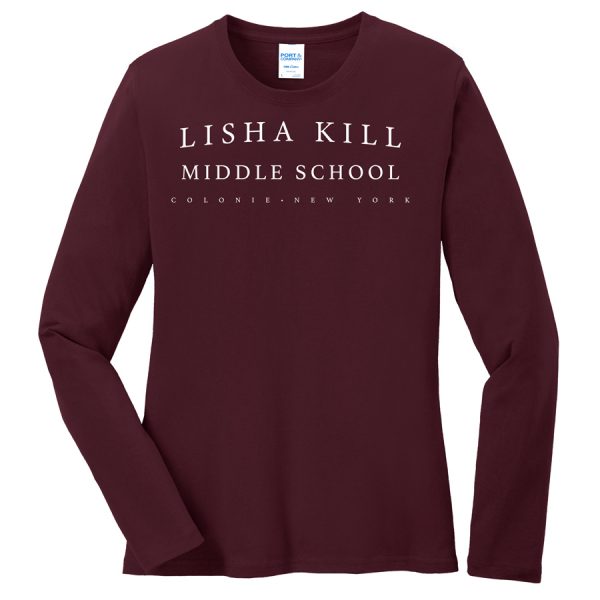 Maroon Lisha Kill (horizontal) Port and Company Ladies Core Blend Long Sleeve