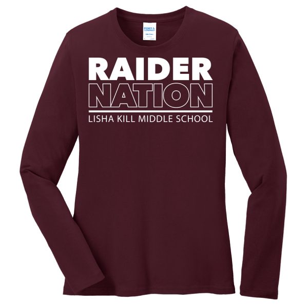 Maroon Raider Nation Port and Company Ladies Core Blend Long Sleeve