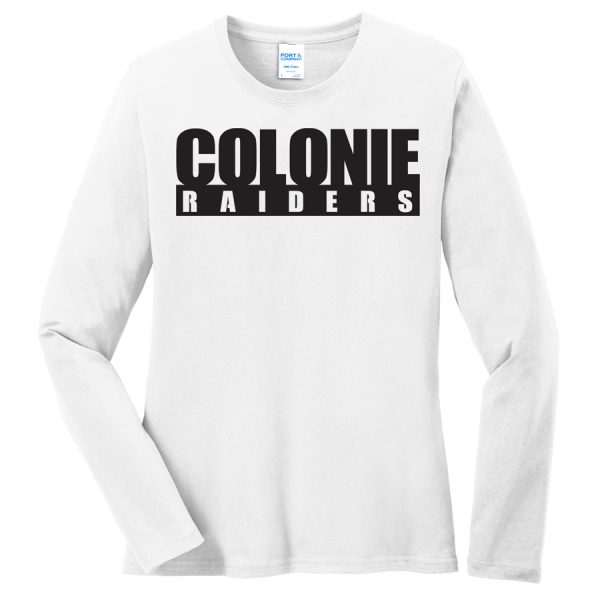 White Colonie Raiders Port and Company Ladies Core Blend Long Sleeve