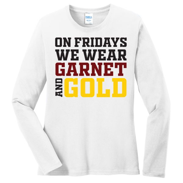 White Garnet And Gold Port and Company Ladies Core Blend Long Sleeve