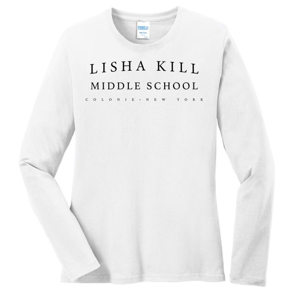 White Lisha Kill (horizontal) Port and Company Ladies Core Blend Long Sleeve