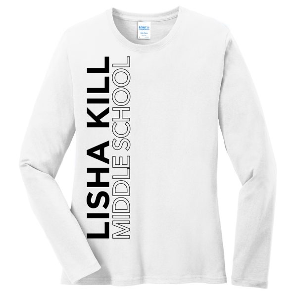 White Lisha Kill (vertical) Port and Company Ladies Core Blend Long Sleeve