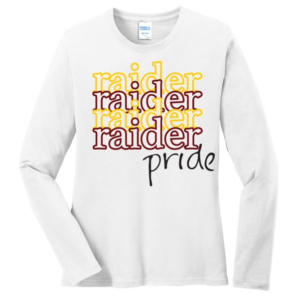 White Raider Pride Port and Company Ladies Core Blend Long Sleeve