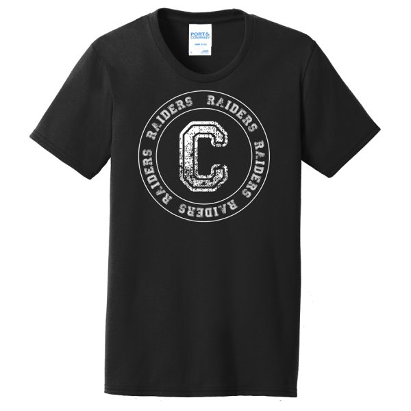 Black C Raiders Circle Port and Company Ladies Core Blend Tee