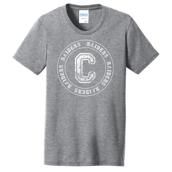 Heather Grey C Raiders Circle Port and Company Ladies Core Blend Tee