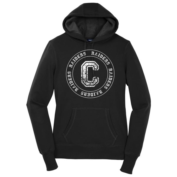 Black C Raiders Circle Ladies Sport-Tek Pullover Hooded Sweatshirt