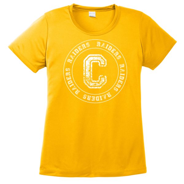 Gold C Raiders Circle Ladies Performance Cooling Tee