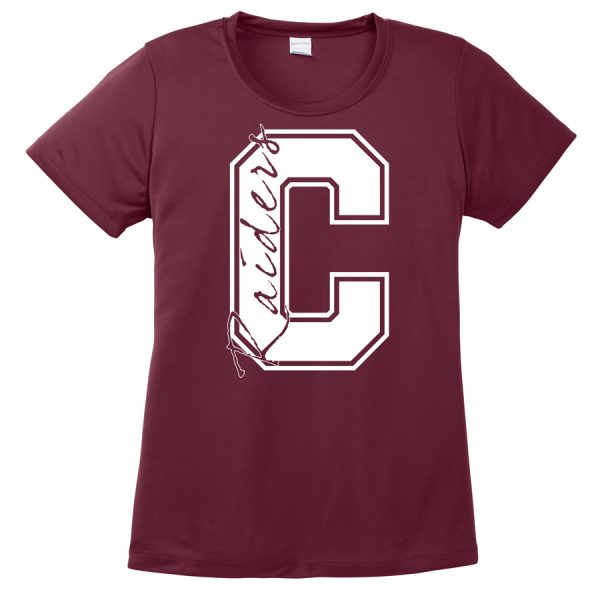 Maroon C Raiders Ladies Performance Cooling Tee