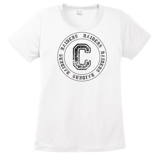 White C Raiders Circle Ladies Performance Cooling Tee