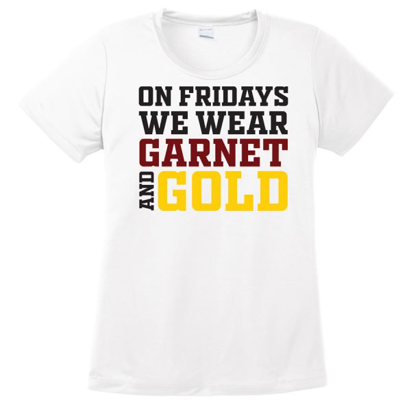 White Garnet And Gold Ladies Performance Cooling Tee