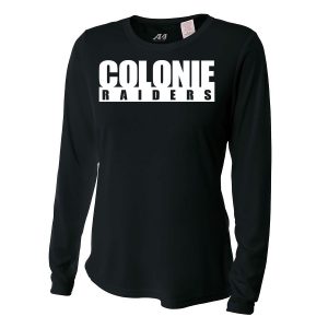 Black Colonie Raiders Ladies Long Sleeve Performance Cooling Tee