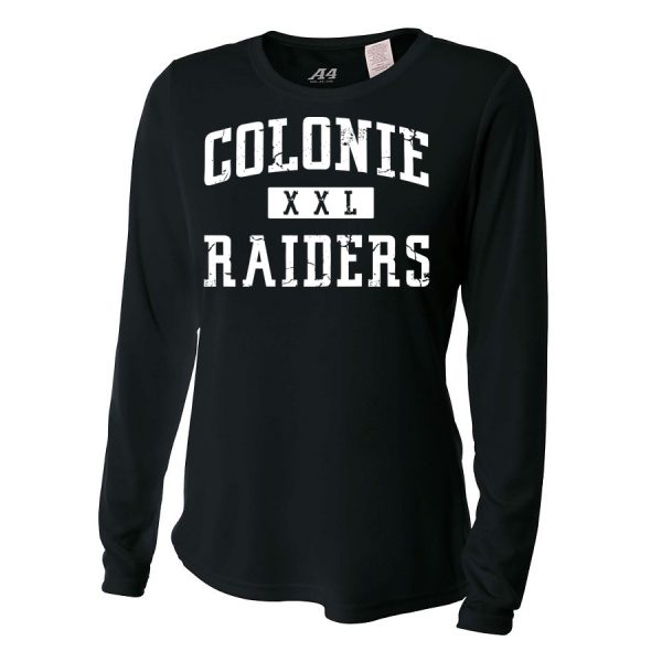 Black Colonie Raiders XXL Ladies Long Sleeve Performance Cooling Tee