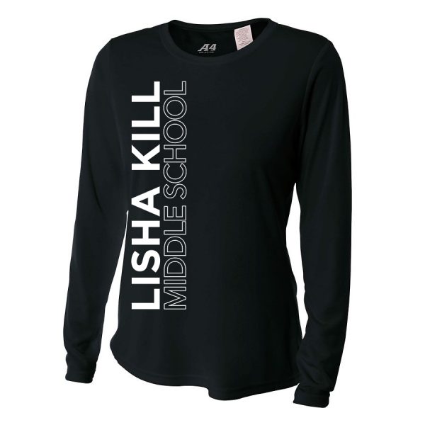 Black Lisha Kill (vertical) Ladies Long Sleeve Performance Cooling Tee