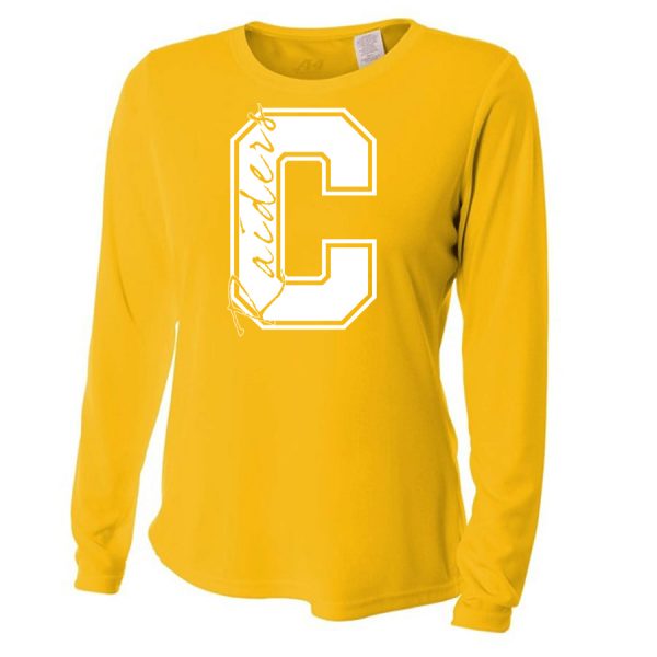 Gold C Raiders Ladies Long Sleeve Performance Cooling Tee