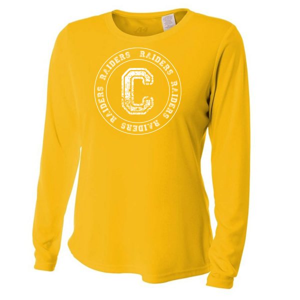 Gold C Raiders Circle Ladies Long Sleeve Performance Cooling Tee