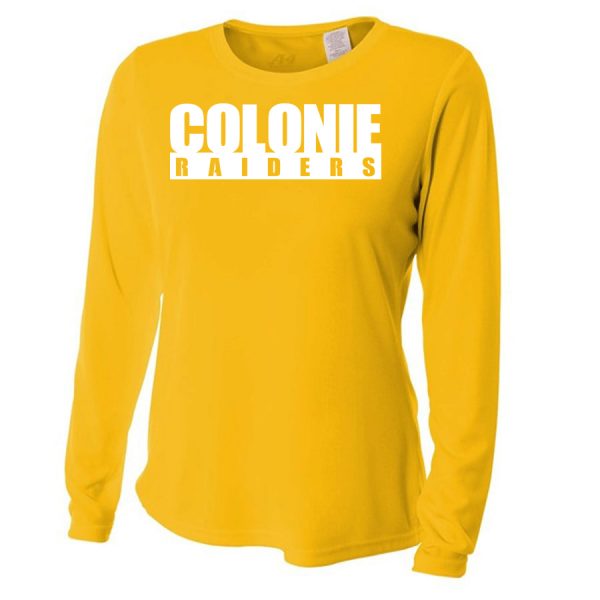 Gold Colonie Raiders Ladies Long Sleeve Performance Cooling Tee