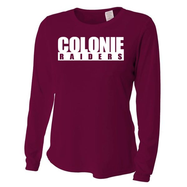 Maroon Colonie Raiders Ladies Long Sleeve Performance Cooling Tee