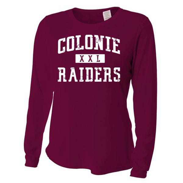 Maroon Colonie Raiders XXL Ladies Long Sleeve Performance Cooling Tee