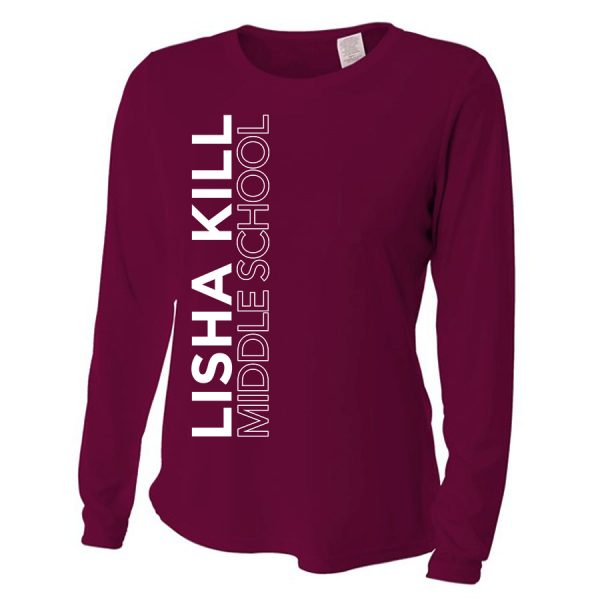 Maroon Lisha Kill (vertical) Ladies Long Sleeve Performance Cooling Tee