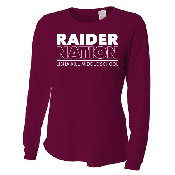 Maroon Raider Nation Ladies Long Sleeve Performance Cooling Tee