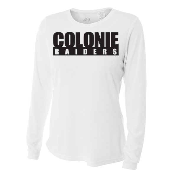 White Colonie Raiders Ladies Long Sleeve Performance Cooling Tee