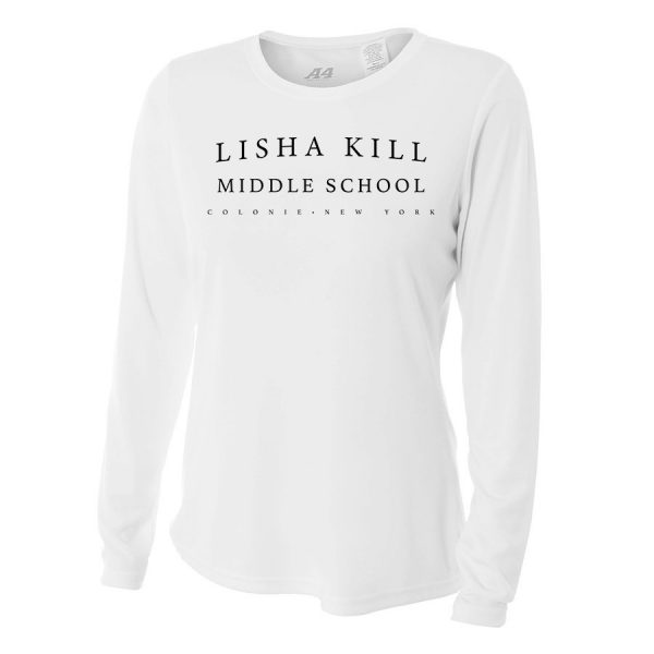 White Lisha Kill (horizontal) Ladies Long Sleeve Performance Cooling Tee