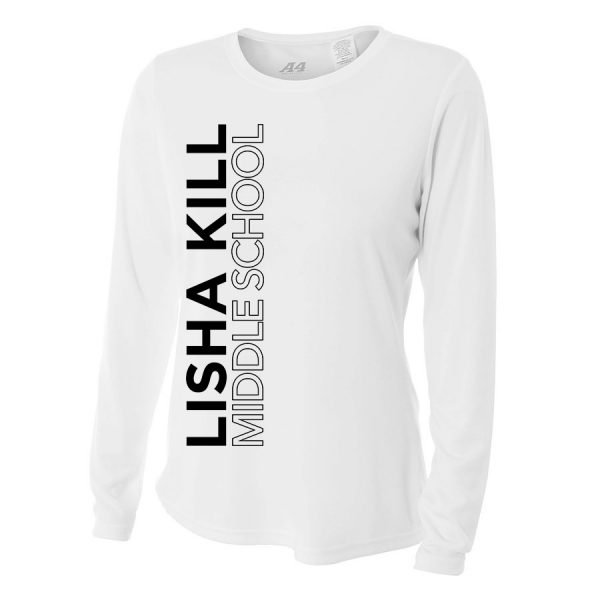 White Lisha Kill (vertical) Ladies Long Sleeve Performance Cooling Tee