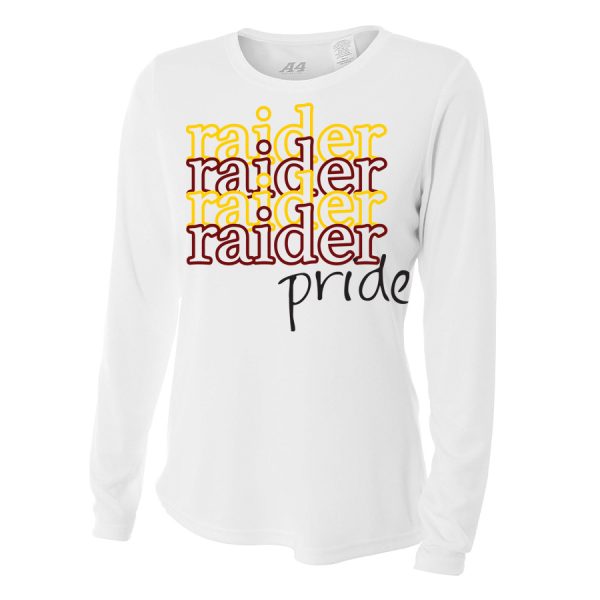 White Raider Pride Ladies Long Sleeve Performance Cooling Tee