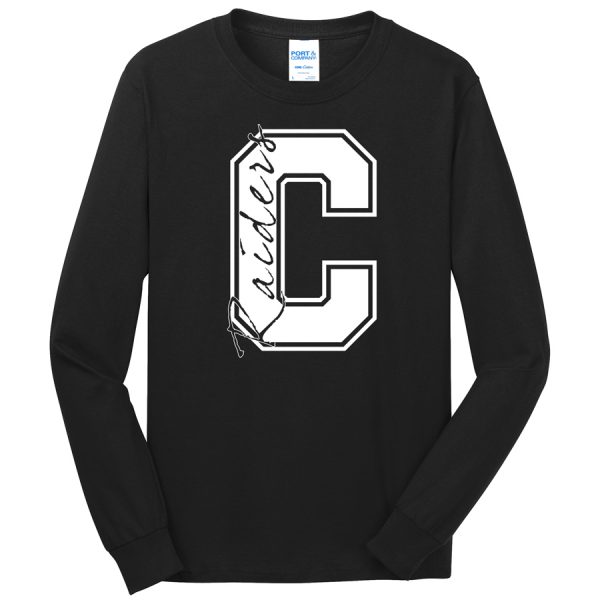 Black C Raiders Port and Company Core Blend Long Sleeve