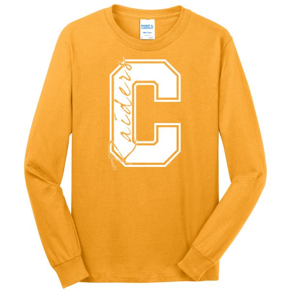 Gold C Raiders Port and Company Core Blend Long Sleeve