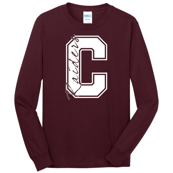 Maroon C Raiders Port and Company Core Blend Long Sleeve