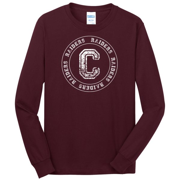 Maroon C Raiders Circle Port and Company Core Blend Long Sleeve