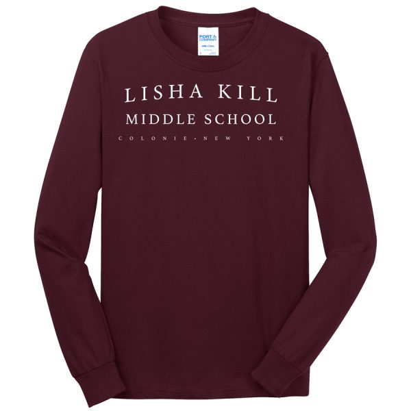 Maroon Lisha Kill (horizontal) Port and Company Core Blend Long Sleeve