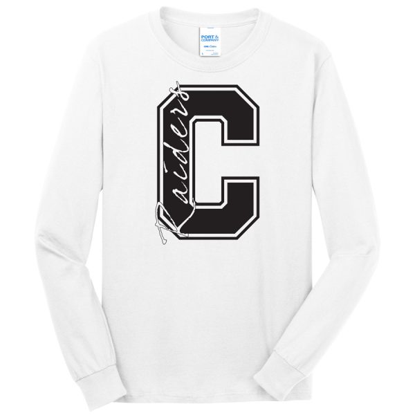 White C Raiders Port and Company Core Blend Long Sleeve