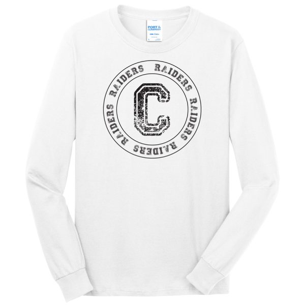 White C Raiders Circle Port and Company Core Blend Long Sleeve