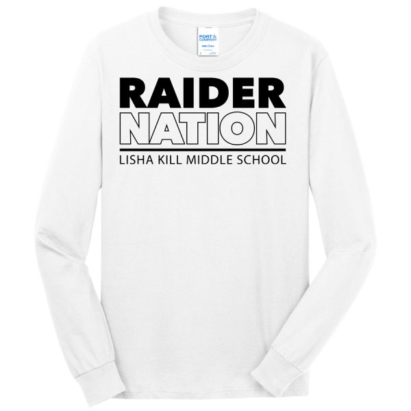 White Raider Nation Port and Company Core Blend Long Sleeve