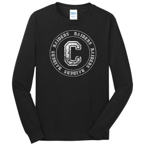 Black C Raiders Circle Port and Company Youth Long Sleeve Core Blend Tee