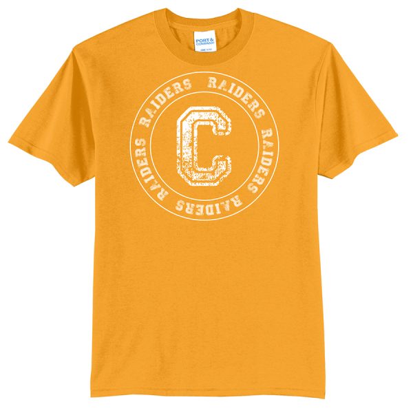 Gold C Raiders Circle Port and Company Core Blend Tee