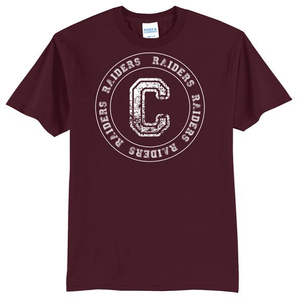 Maroon C Raiders Circle Port and Company Core Blend Tee